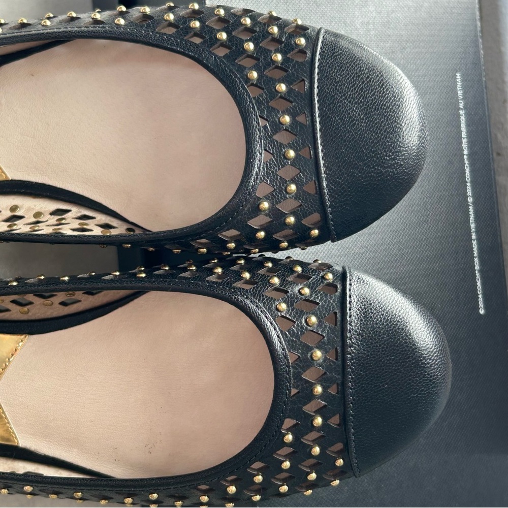 Michael Kors perforated leather Ballet Flats with gold metal details - Picture 6 of 7